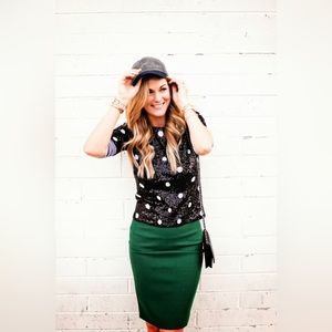 J.Crew Black & White Polka Dot Sequin Blouse M